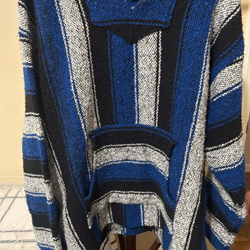 Striped Blue and Black Men’s Sweater XL